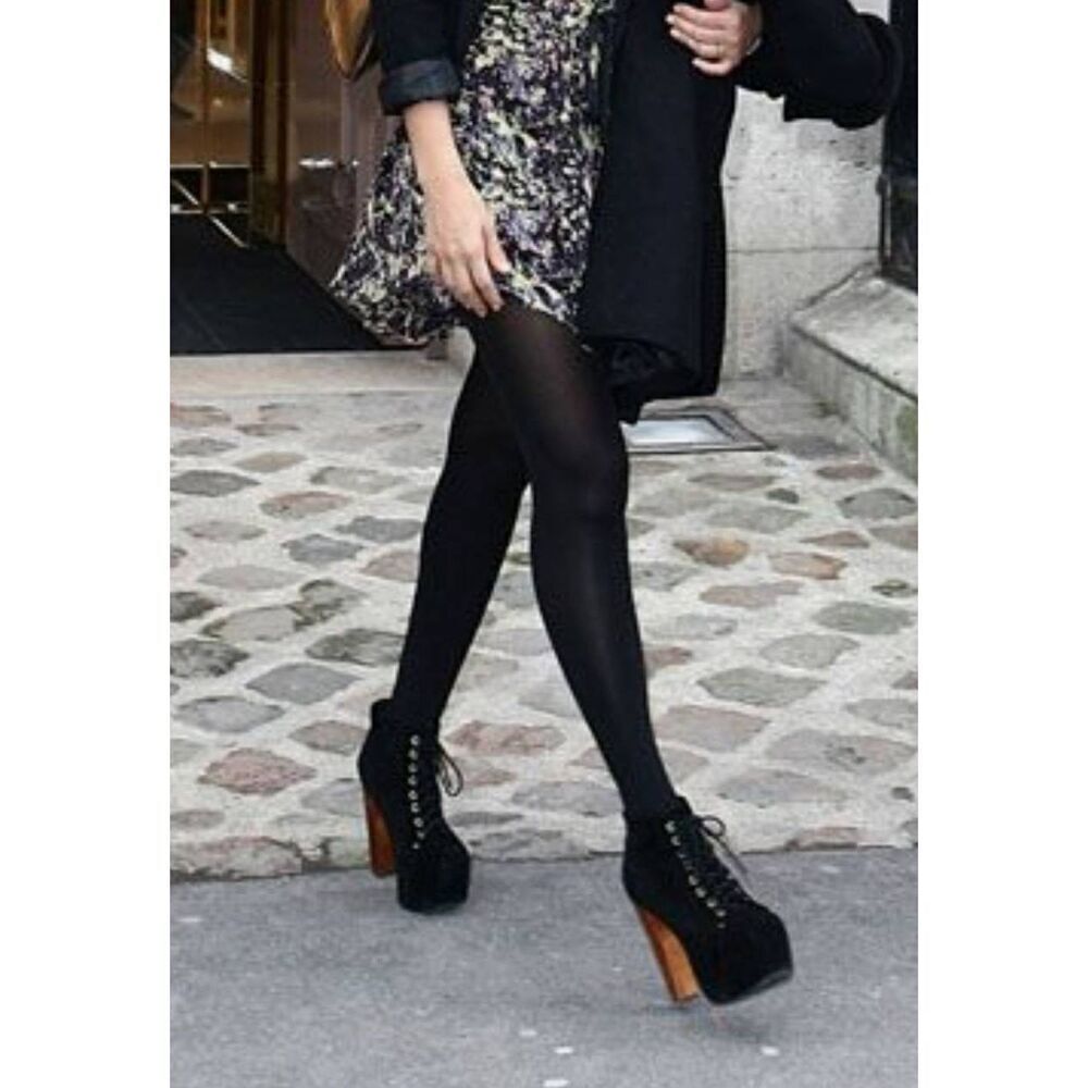Jeffrey Campbell NOLA Chunky  Gothic Leather Boots 8.5